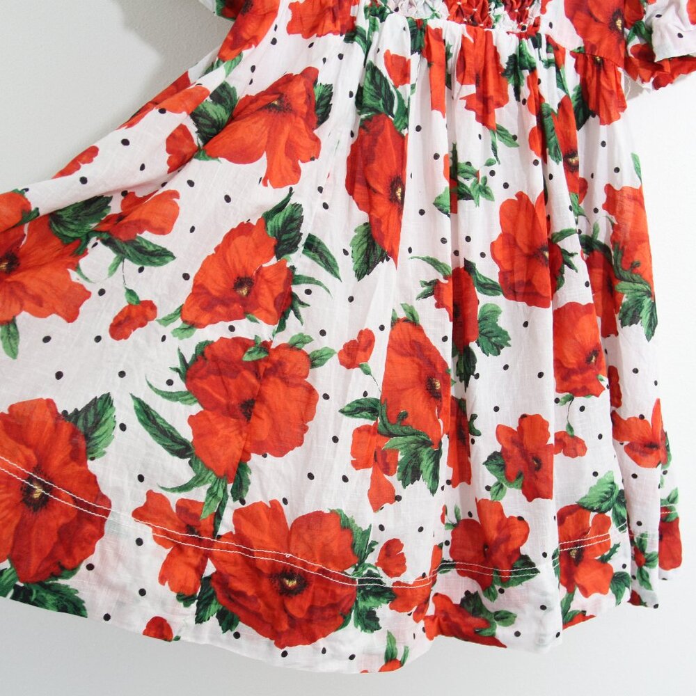 Anthropologie Maeve Square-Neck Smocked Babydoll Mini Dress Floral Cotton Small - Picture 8 of 14